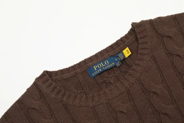 Polo Ralph Lauren Knit Polo Sweater Off-White with Navy Logo - 5