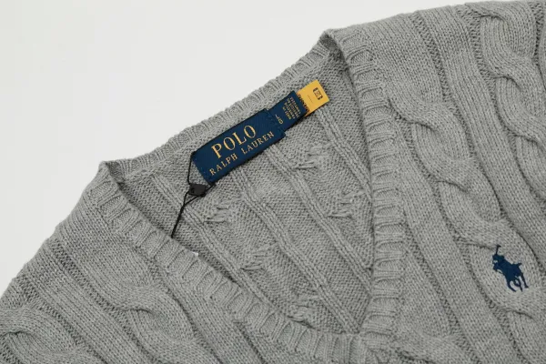 Polo Ralph Lauren Knit Polo Sweater Off-White with Navy Logo - 11