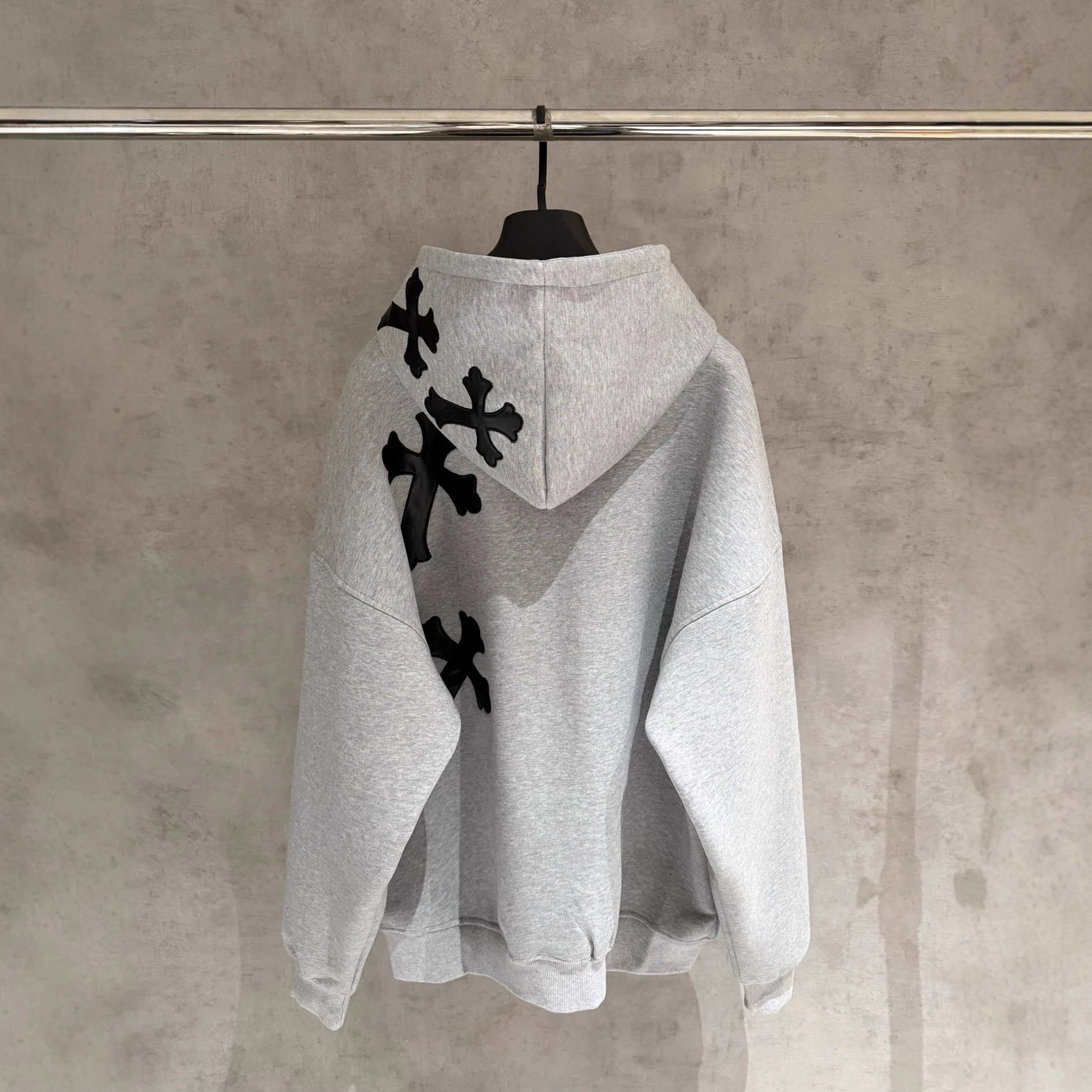 Chrome Hearts Cross Embroidered White Oversized Hoodie