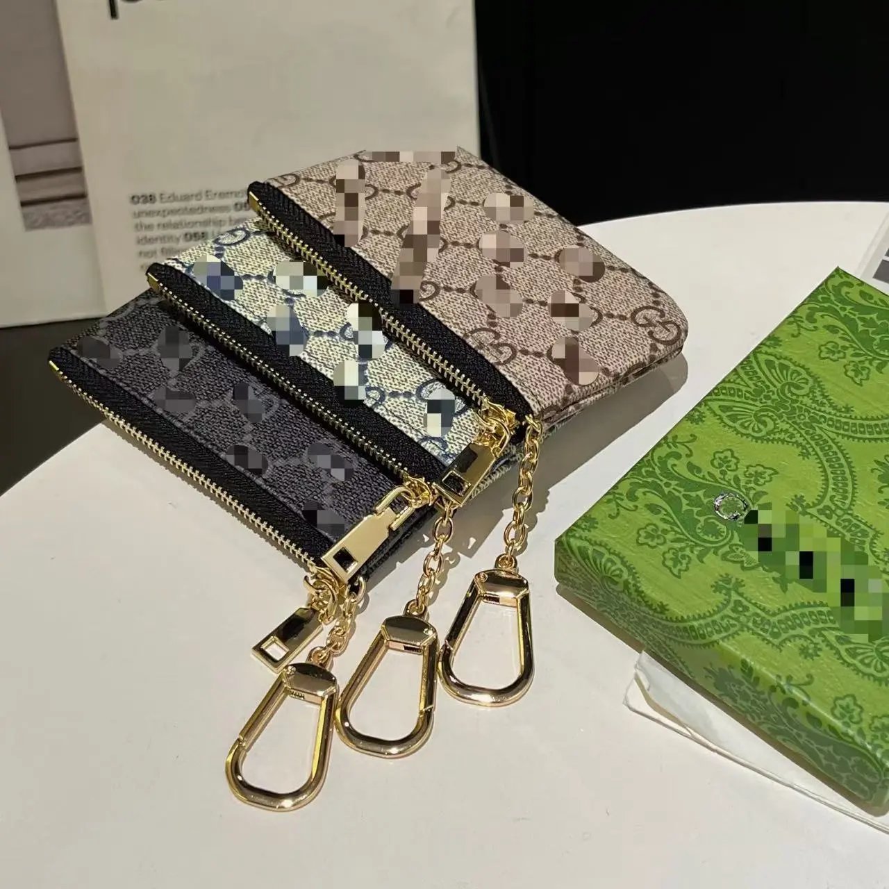 Coach Signature Canvas Keychain Coin Purse Gold - 8