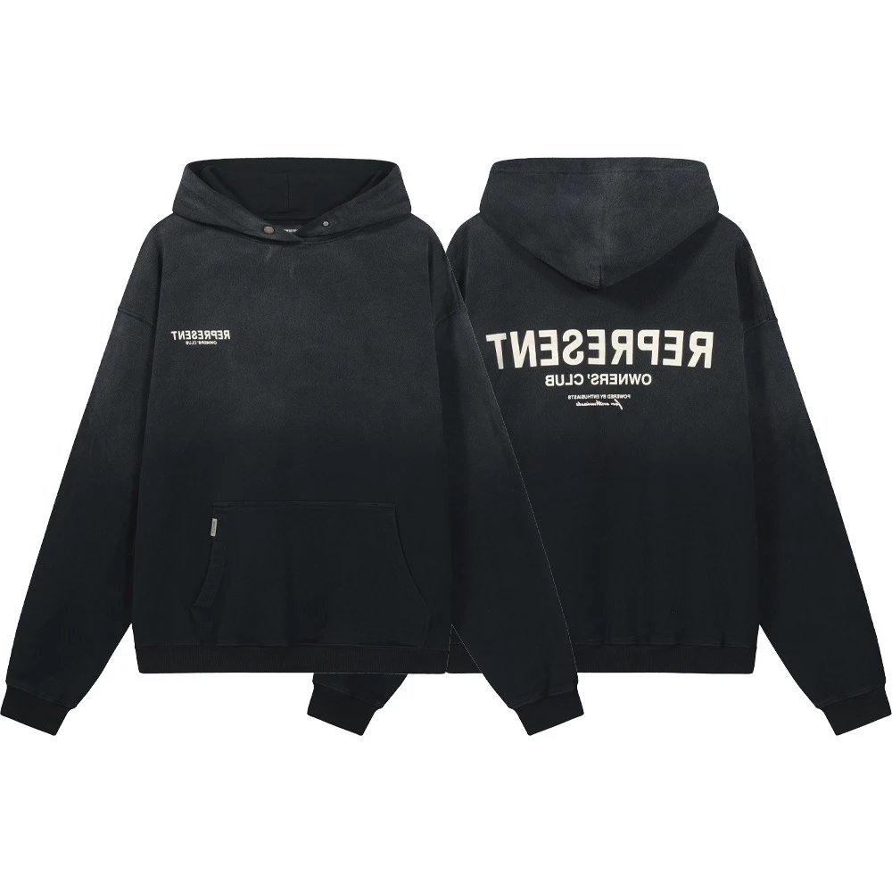 Represent Black Hoodie with Front Pocket