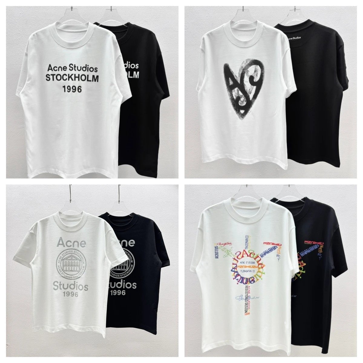 Acne Studios White and Black Graphic T-Shirt Set