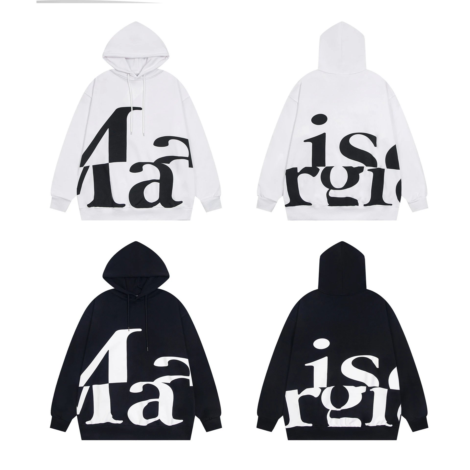 Margiela White and Black Hooded Sweatshirt