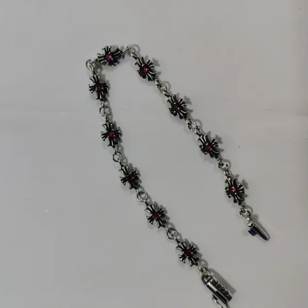 Chrome Hearts Cross Motif Curb Chain Bracelet Silver - 8
