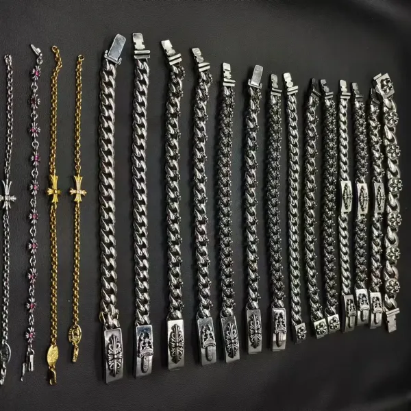 Chrome Hearts Cross Motif Curb Chain Bracelet Silver - 3