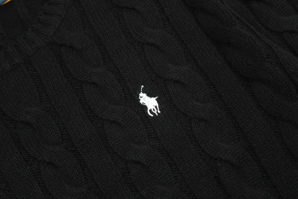 Polo Ralph Lauren Knit Polo Sweater Off-White with Navy Logo - 3