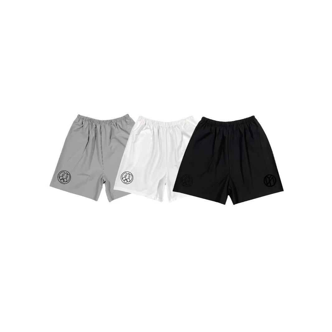 Black, White, and Grey Elastic Waist Shorts