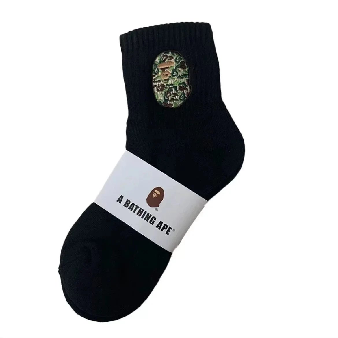 Black mid-calf camouflage embroidery SKU image