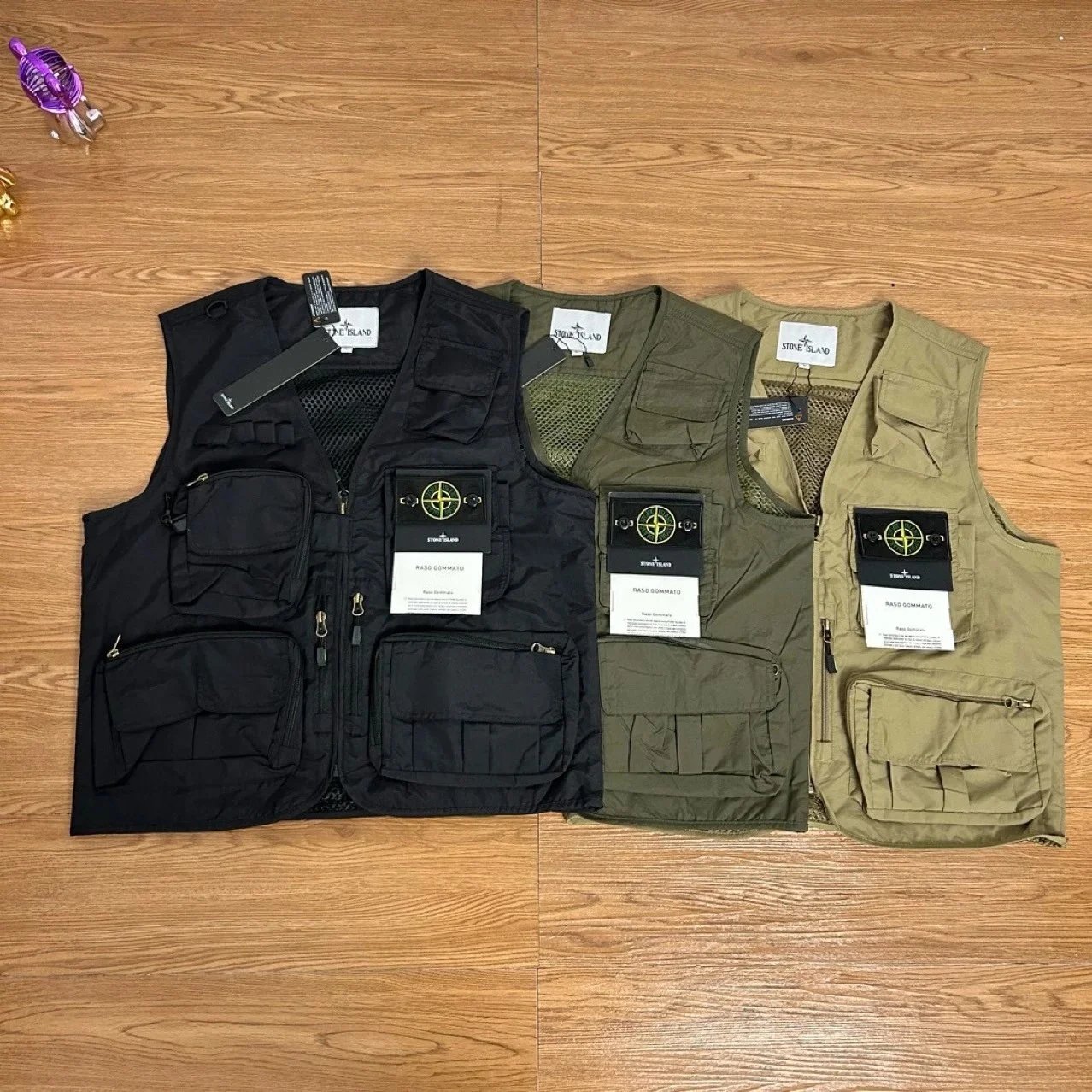 石头人跨境货源夏季新款纯色多口袋机能战工装马甲男士 - 131779