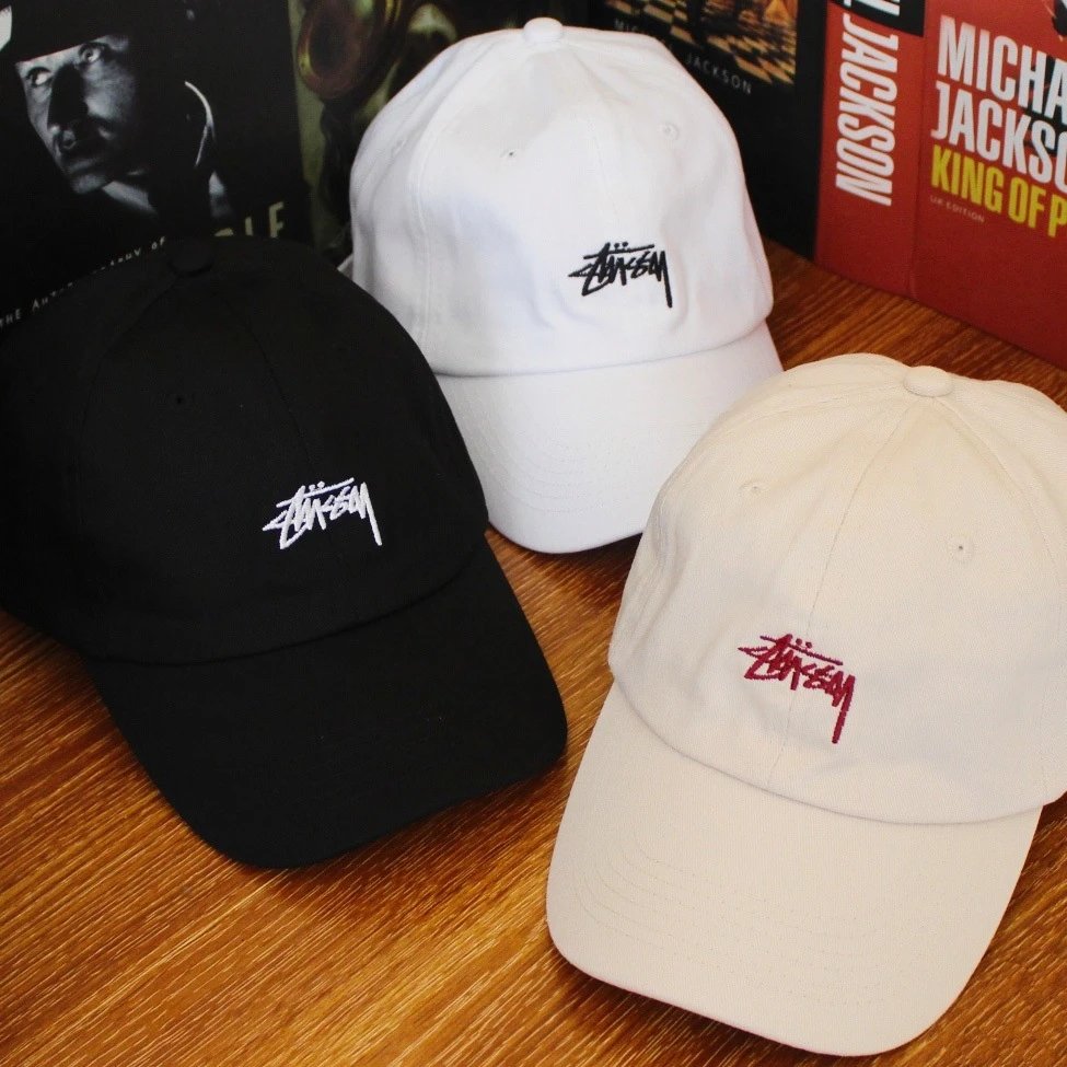 Stussy Black White Beige Baseball Caps