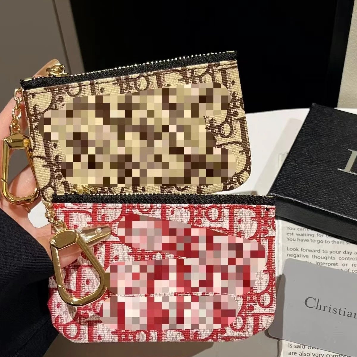 Dior Wallets & Card Holders Oblique-print mini zip coin purse with keychain clasp image 3