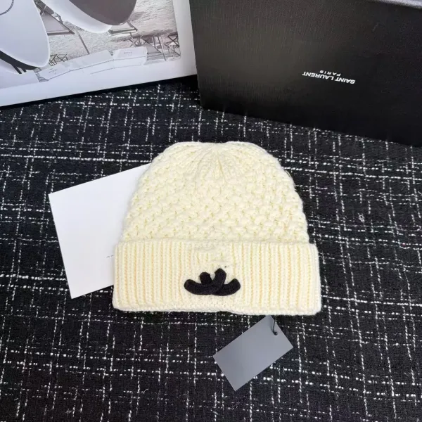 Chanel CC Logo Knit Beanie Black and White - 7