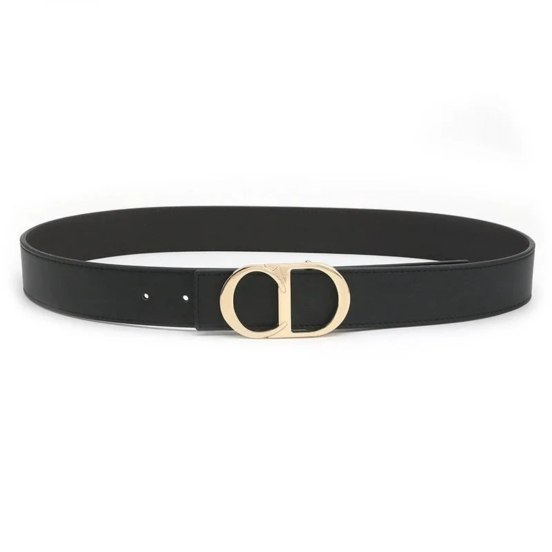2 Gold button flat black coffee belt SKU image