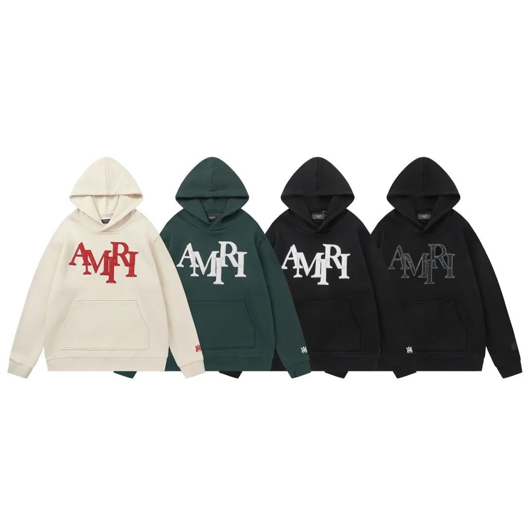 Amiri Hooded Sweatshirt in Beige, Green, Black, and Dark Grey