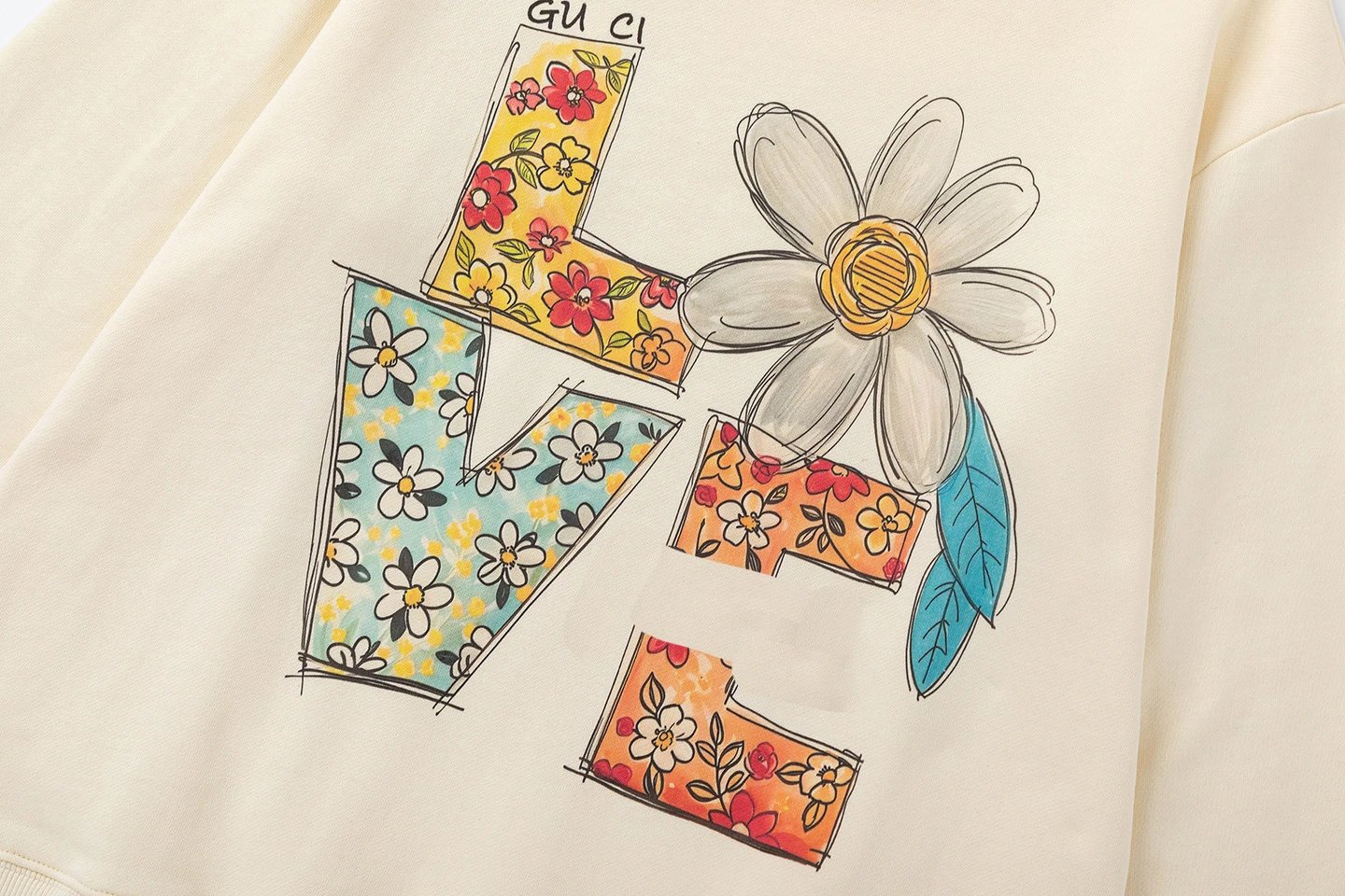 Gucci Love Floral Print Off-White Hoodie - 5