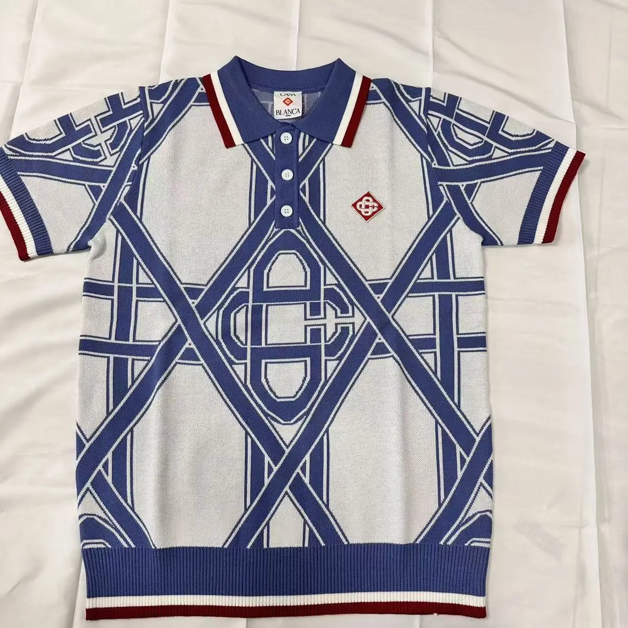 Blanca Blue and White Patterned Polo Shirt