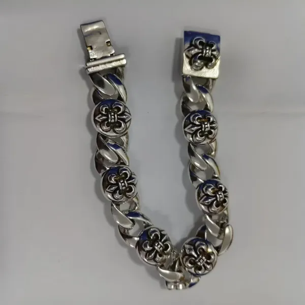 Chrome Hearts Fleur-de-Lis Curb Chain Bracelet Silver - 1