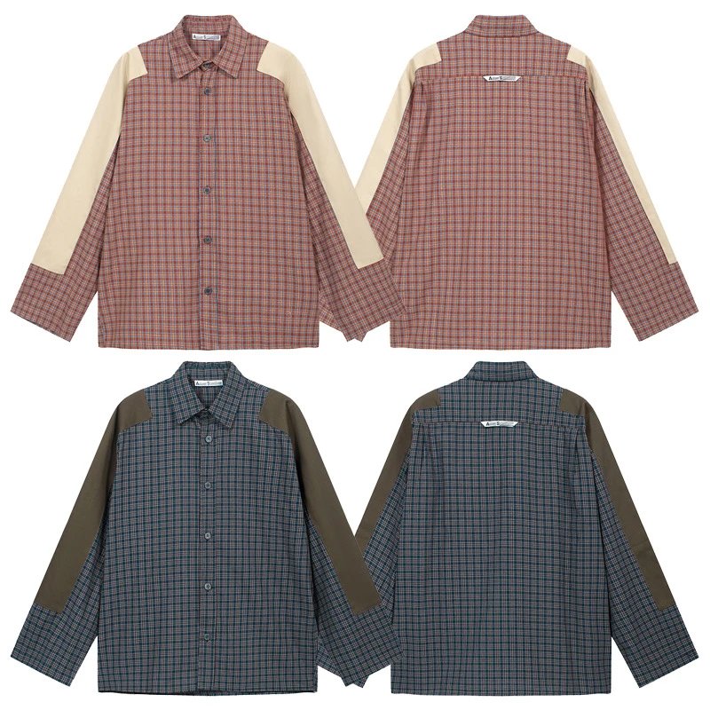 Acne Studios Red and Blue Plaid Button-Up Shirts