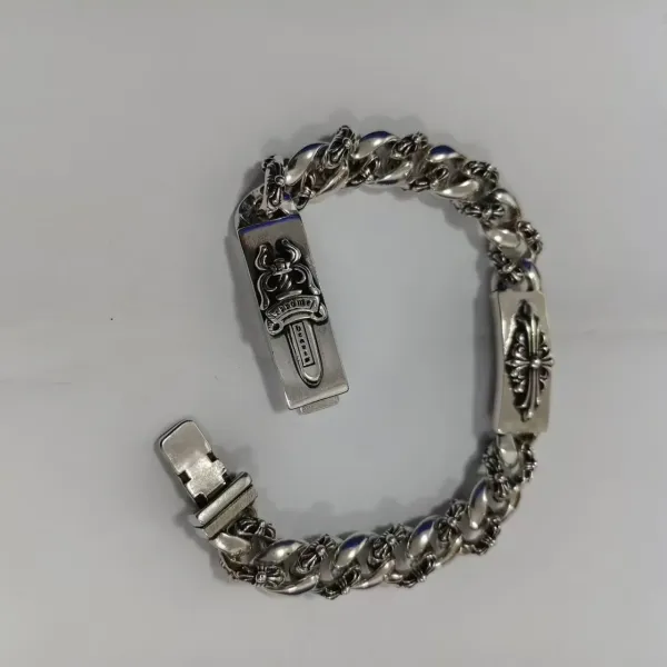 Chrome Hearts Cross & Dagger Curb Chain Bracelet Silver - 1