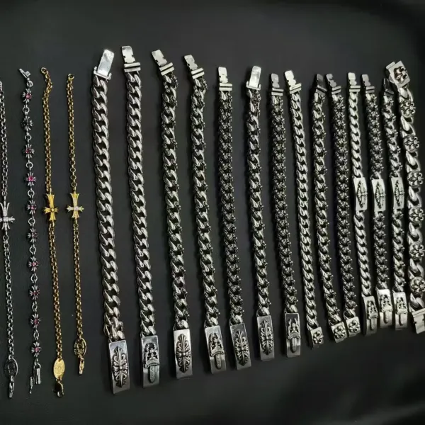 Chrome Hearts Cross Motif Curb Chain Bracelet Silver - 6