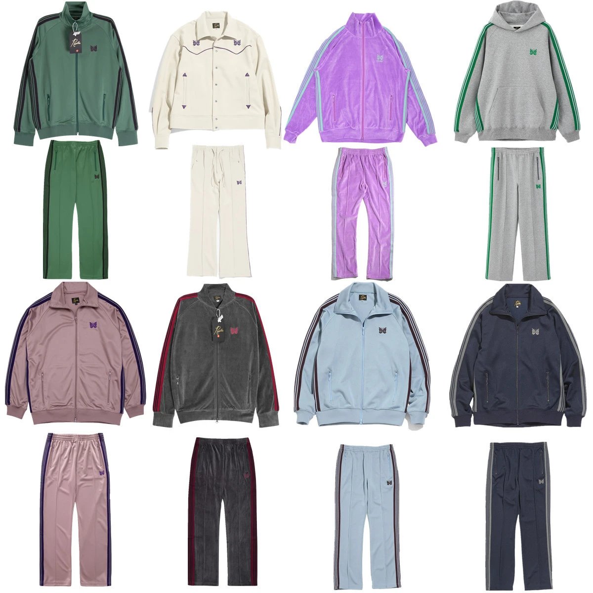 Butterfly embroidery sports suit men's and women's striped ribbon casual sportswear sports pants