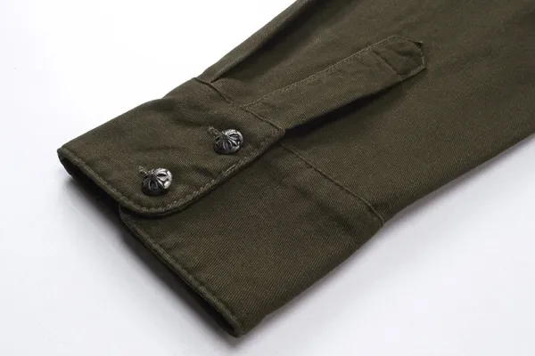 Chrome Hearts Cross-Embellished Oversized Shirt Army Green - 7