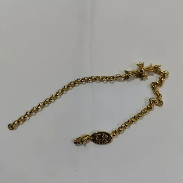 Chrome Hearts Cross Pendant Gold Chain Bracelet - 1
