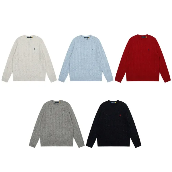 Polo Ralph Lauren Knit Polo Sweater Off-White with Navy Logo - 12