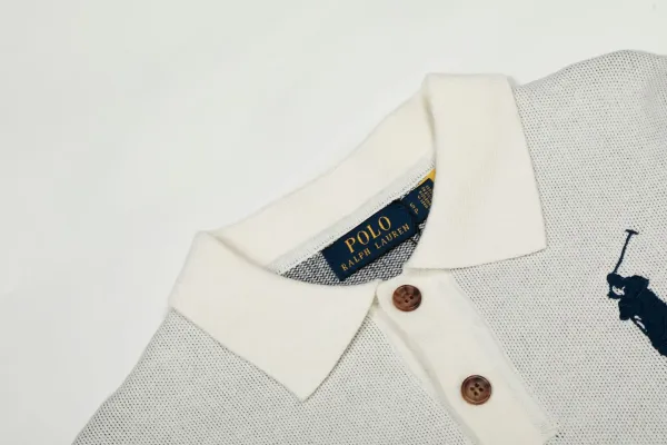 Polo Ralph Lauren Knit Polo Sweater Off-White with Navy Logo - 48