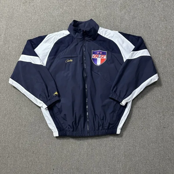 Cruz Windbreaker Navy and White Sport Jacket - 1