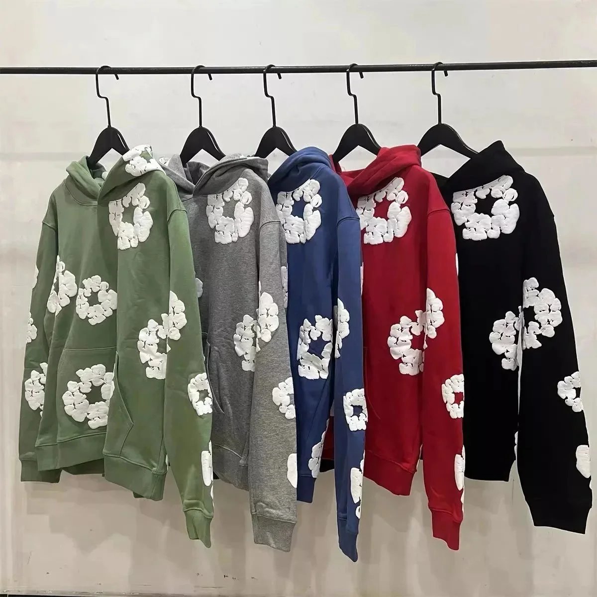 Hooded Sweatshirt with White Embroidered Design