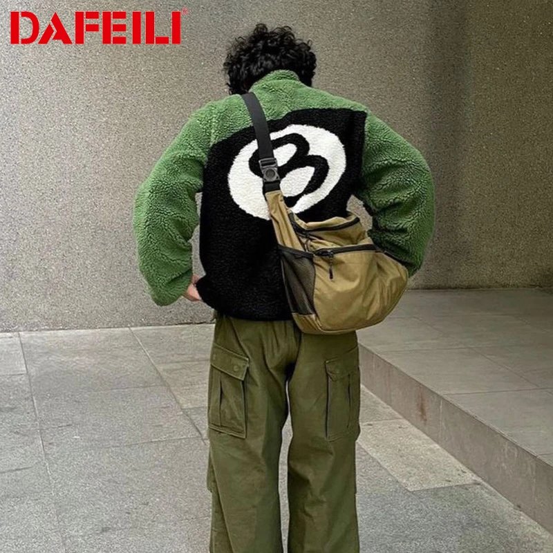 Dafeili Green Sheepskin Bomber Jacket