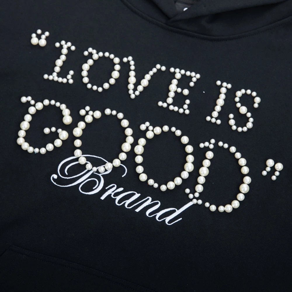 LOVE IS GOOD Brand Hoodie Black - 3