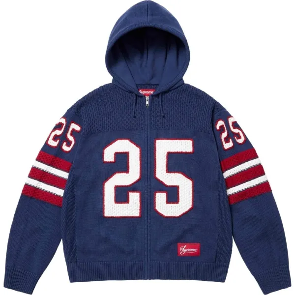 Supreme Knit Football Hoodie Navy - 1