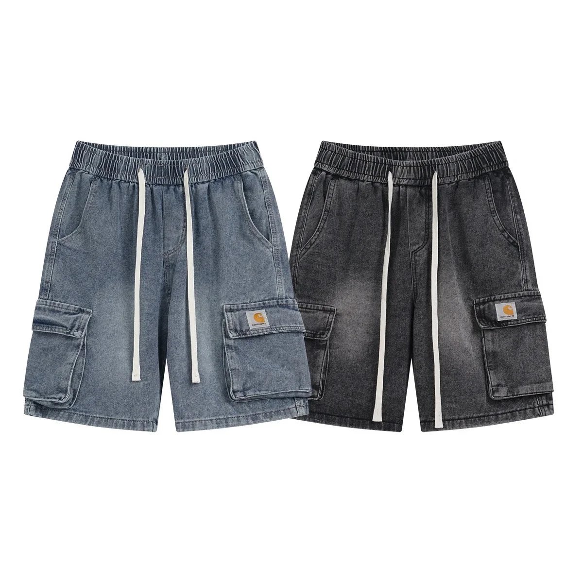 Carhartt Blue and Black Cargo Denim Shorts