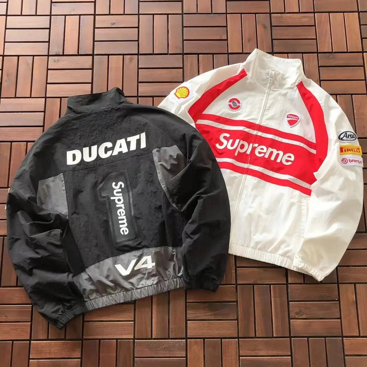 Supreme Ducati Black and White Track Jacket Combo