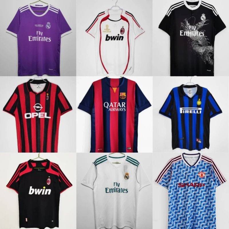 Assorted Football Club Jerseys in Various Colors and Designs
