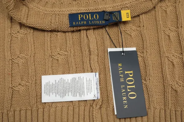 Polo Ralph Lauren Knit Polo Sweater Off-White with Navy Logo - 4