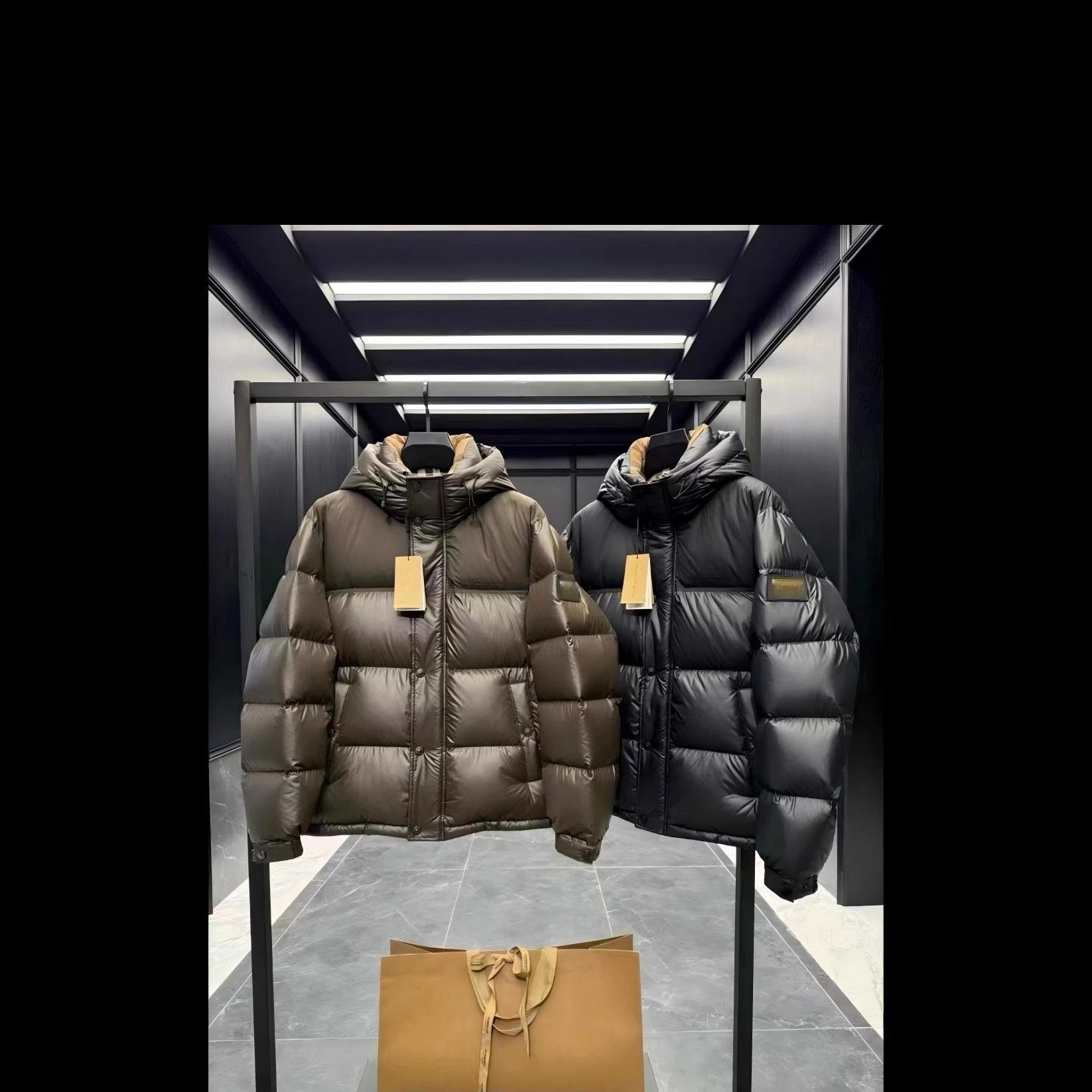 Moncler Black and Brown Puffer Jackets