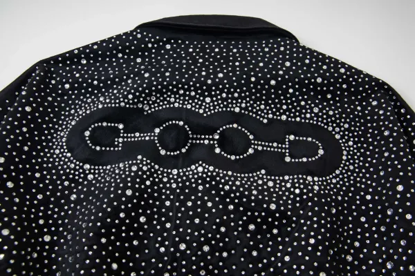 Gucci Horsebit Crystal-Embellished Velvet Jacket Black - 5