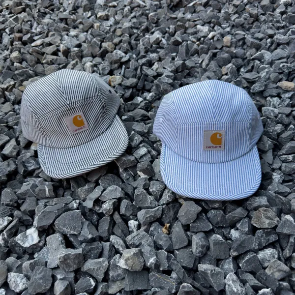 Carhartt WIP Five-Panel Cap Black-and-White Stripe Hat - 4