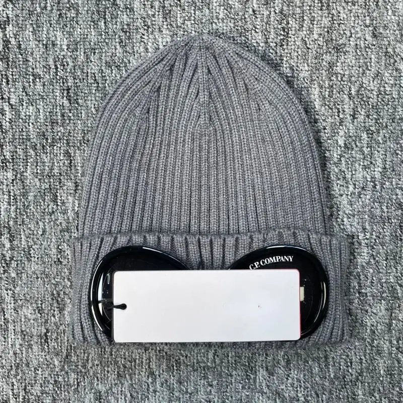 C.P. Company Hats Ribbed Goggle Beanie — Dark gray