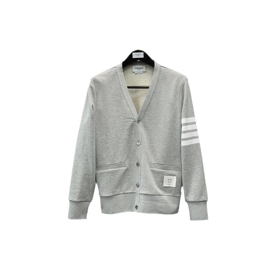 Thom Browne Grey Cardigan Sweater