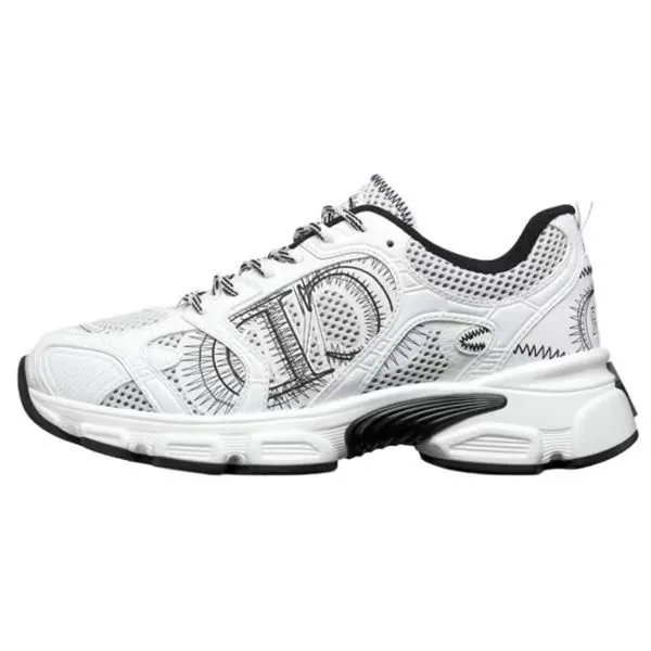 White and Black Patterned Sneakers