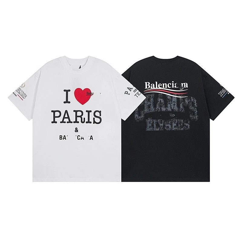 Balenciaga White and Black Graphic T-Shirt