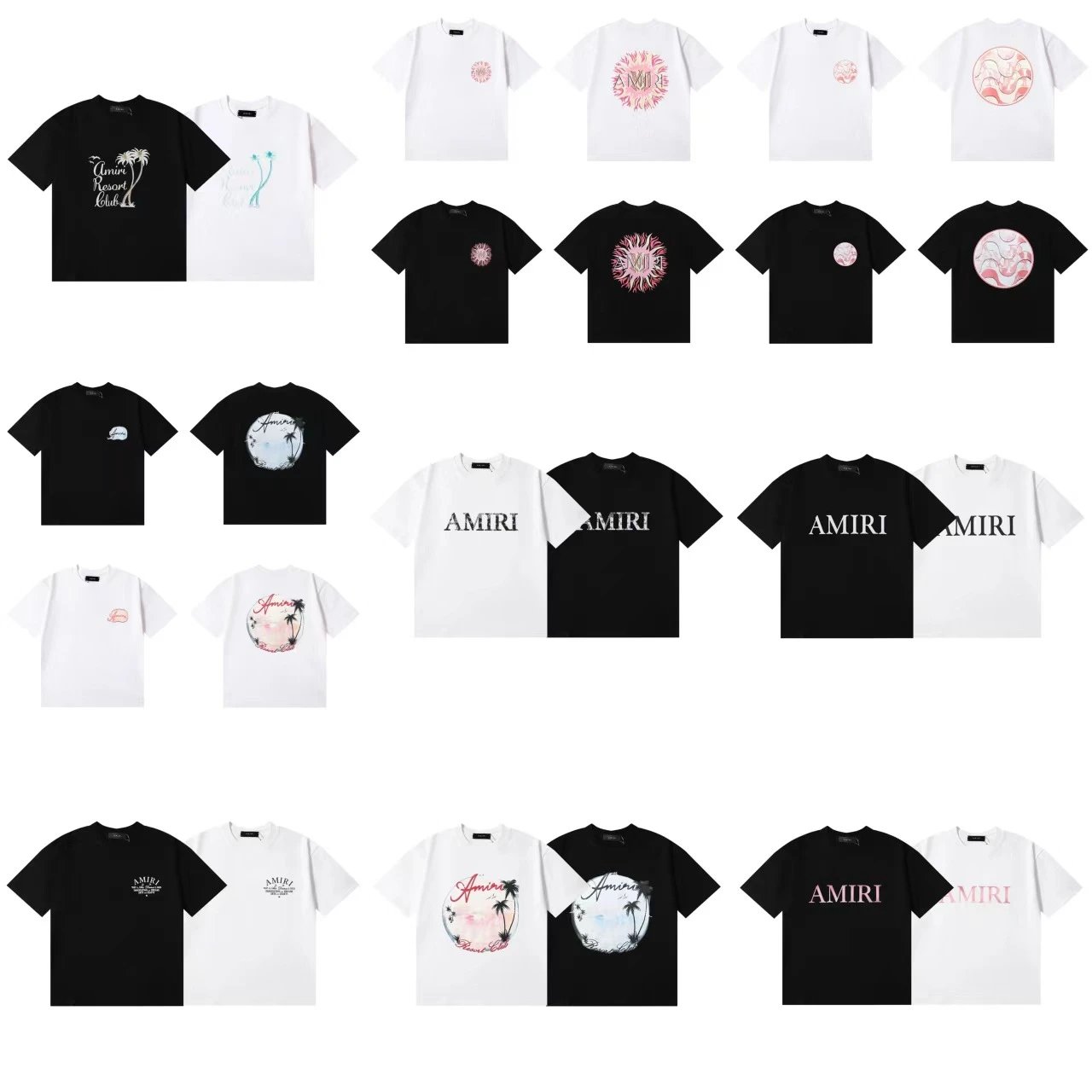 Amiri Black White Short Sleeve T-Shirt Combo Pack
