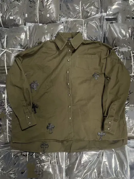 Chrome Hearts Cross-Embellished Oversized Shirt Army Green - 5