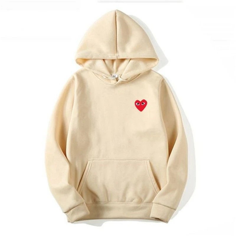 Comme des Garçons Beige Hoodie with Heart Patch