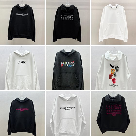 Autumn and winter new pure cotton looped casual hooded sweatshirt MM6 minimalist outfit hooded sweatshirt unisex