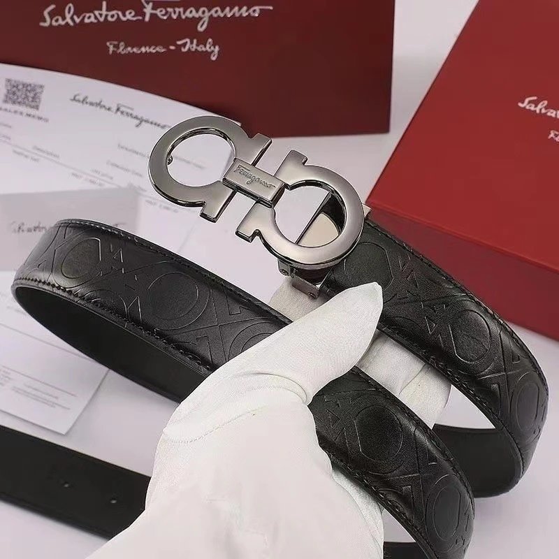 Salvatore Ferragamo Gancini Buckle Black Leather Belt - 8